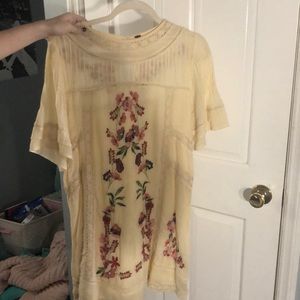 Free people embroidered cream floral dress